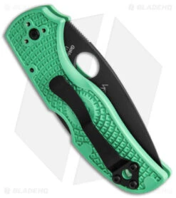 Spyderco Native 5 Exclusive M4 LW Lockback Knife Mint Green FRN (3" Black) -Spyderco Sales Store Spyderco Native 5 M4 Lightweight LB Mint Green Black BHQ 143202 jr side