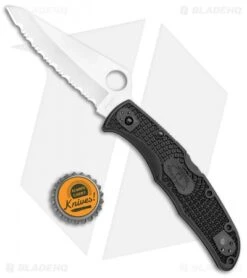 Spyderco Pacific Salt 2 Lockback Knife Black FRN (3.4" Satin Serr) C91SBK2 -Spyderco Sales Store Spyderco Pacific Salt 2 LB Black FRN Satin Serr C91SBK2 BHQ 106204 jr bottlecap
