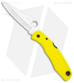 Spyderco Pacific Salt H-1 Knife C91SYL Yellow FRN (3.81" Satin Serr)