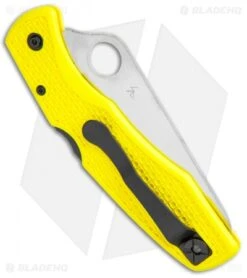 Spyderco Pacific Salt H-1 Knife C91SYL Yellow FRN (3.81" Satin Serr) -Spyderco Sales Store Spyderco Pacific Salt H 1 C91SYL Yellow FRN Satin Serr BHQ 8216 jr side