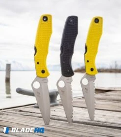 Spyderco Pacific Salt H-1 Knife C91SBK Black FRN (3.81" Satin Serr) -Spyderco Sales Store Spyderco Pacific Salt H 1 Knife C91SYL Yellow FRN Satin Serr BHQ 8216 kp dock web