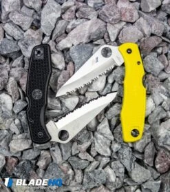 Spyderco Pacific Salt H-1 Knife C91SBK Black FRN (3.81" Satin Serr) -Spyderco Sales Store Spyderco Pacific Salt H 1 Knife C91SYL Yellow FRN Satin Serr BHQ 8216 kp rocks web