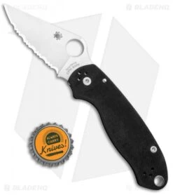 Spyderco Para 3 Compression Lock Knife Black G-10 (3" Satin Full Serr) C223GS -Spyderco Sales Store Spyderco Para 3 Compression Lock Black G 10 Full Serr C223GS BHQ 67317 jr bottlecap 1