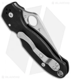 Spyderco Para 3 Compression Lock Knife Black G-10 (3" Satin Full Serr) C223GS -Spyderco Sales Store Spyderco Para 3 Compression Lock Black G 10 Full Serr C223GS BHQ 67317 jr side