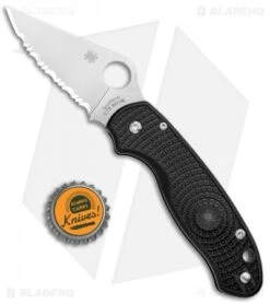 Spyderco Para 3 Lightweight Compression Lock Folding Knife Black FRN (3" Serr) -Spyderco Sales Store Spyderco Para 3 Lightweight Compression Black FRN Serr C223SBK BHQ 93617 jr bottlecap