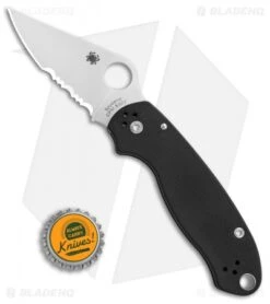 Spyderco Para 3 Compression Lock Knife Black G-10 (3" Satin Serr) C223GPS -Spyderco Sales Store Spyderco Para 3 compression lock black G10 satin serr C223GPS BHQ 67318 er bottlecap jr