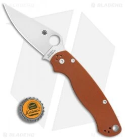 Spyderco Para Military 2 Sprint Run Knife Burnt Orange G-10 (3.44" Satin Rex 45) -Spyderco Sales Store Spyderco Para Military 2 Sprint Run Burnt Orange G10 Satin Rex 45 BHQ 85481 er bottlecap
