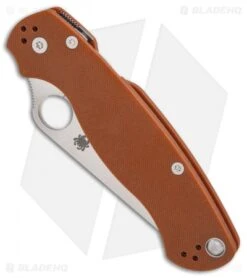 Spyderco Para Military 2 Sprint Run Knife Burnt Orange G-10 (3.44" Satin Rex 45) -Spyderco Sales Store Spyderco Para Military 2 Sprint Run Burnt Orange G10 Satin Rex 45 BHQ 85481 er spine