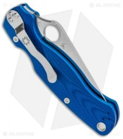 Spyderco Paramilitary 2 Compression Lock Knife Blue Aluminum (3.4" Satin) BHQ -Spyderco Sales Store Spyderco Paramilitary 2 Blue Aluminum Satin C81ALPBL2 BHQ 105235 jr side