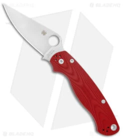 Spyderco Paramilitary 2 Knife Red Aluminum Waves (3.4" Satin BD1N) C81ALPRD2