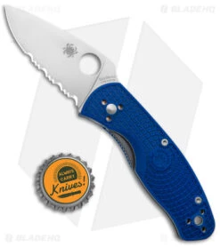 Spyderco Persistence Lightweight Liner Lock Knife Blue (Satin S35VN Part Serr) -Spyderco Sales Store Spyderco Persistence Lightweight LL Blue Satin Partial Serr BHQ 145700 jr bottlecap