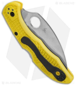 Spyderco Salt 2 Wharncliffe Knife Yellow FRN (2.89" Satin) C88PWCYL2 -Spyderco Sales Store Spyderco Salr 2 Wharncliffe Knife Yellow FRN 2in Satin BHQ 85404 td side