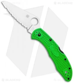 Spyderco Salt 2 Lightweight Lockback Knife Green (3" Serr) C88FSGR2