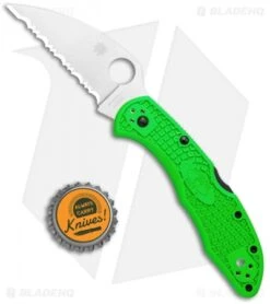 Spyderco Salt 2 Wharncliffe Lockback Knife Green FRN (3" Serr) C88FSWCGR2 -Spyderco Sales Store Spyderco Salt 2 Wharncliffe LB Green FRN Serr C88FSWCGR2 BHQ 121032 jr bottlecap