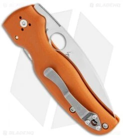 Spyderco Shaman Compression Lock Knife Orange G-10 (3.6" Satin REX 45) Sprint -Spyderco Sales Store Spyderco Shaman Compression Lock Orange G 10 Satin C229GPBORE BHQ 106190 jr side