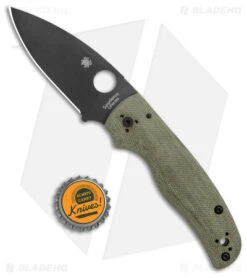 Spyderco Shaman Exclusive Green Canvas Micarta Knife (3.6" DLC M4) C229MPM4BK -Spyderco Sales Store Spyderco Shaman Green Canvas Micarta Black C229MPM4BK BHQ 142027 jr bottlecap