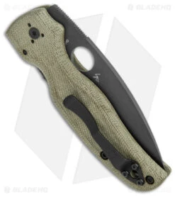 Spyderco Shaman Exclusive Green Canvas Micarta Knife (3.6" DLC M4) C229MPM4BK -Spyderco Sales Store Spyderco Shaman Green Canvas Micarta Black C229MPM4BK BHQ 142027 jr side