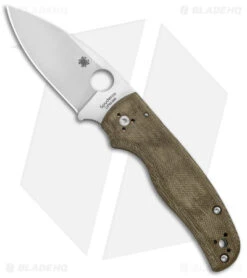 Spyderco Shaman Green Canvas Micarta Knife (3.6" Satin M4) C229MPM4