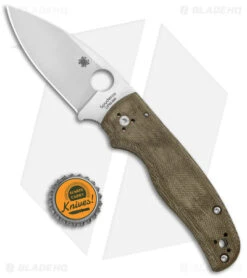 Spyderco Shaman Green Canvas Micarta Knife (3.6" Satin M4) C229MPM4 -Spyderco Sales Store Spyderco Shaman Green Canvas Micarta Satin BHQ 142026 jr bottlecap