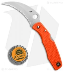 Spyderco SpyderHawk Salt Sprint Run Knife Orange FRN (3.6" Satin Serr) C77SOR -Spyderco Sales Store Spyderco Spyderhawk Salt Sprint Run Orange FRN satin serr BHQ 78697 er bottlecap 2 2