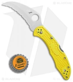 Spyderco Tasman Salt 2 Lock Back Knife Yellow (2.8" Satin Full Ser) C106SYL2 -Spyderco Sales Store Spyderco Tasman Salt 2 yellow satin full serr BHQ 71336 er bottlecap 3