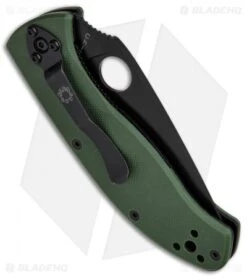 Spyderco Tenacious Liner Lock Knife Green G-10 (3.39" Black) C122GPBGR -Spyderco Sales Store Spyderco Tenacious LL G 10 Green Black C122GPSBGR BHQ 61868 jr side
