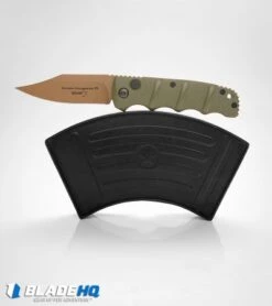 Boker Desert Warrior Kalashnikov Bowie Automatic Knife OD Green (D2 Copper) -Spyderco Sales Store boker kalashnikov desert warrior bowie BHQ 17106 box dl 2