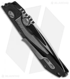 Marfione Strider Custom DOC D/A Automatic Knife CF (Two-Tone Black Ceramic) -Spyderco Sales Store microtech doc double action hand ground two tone black carbon fiber side