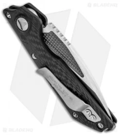 Marfione Custom DOC Killswitch Automatic Knife Carbon Fiber (3.75" Tri Tone) -Spyderco Sales Store microtech doc killswitch hand ground tri tone stonewash carbon fiber side