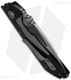 Marfione Strider Custom DOC D/A Automatic Knife LSCF (Tri-Tone Stonewash) -Spyderco Sales Store microtech docl double action hand ground tri tone stonewash carbon fiber side