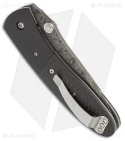 Microtech Lightfoot LCC D/A Automatic Knife Carbon Fiber (3.5" Damascus) 09/2002 -Spyderco Sales Store microtech lcc dual action damascus cf side