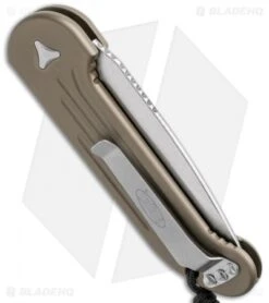 Microtech LUDT Automatic Knife Tan (3.4" Stonewash Serr) 135-11TA -Spyderco Sales Store microtech ludt 135 11ta side cm