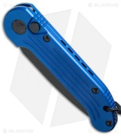 Microtech LUDT Automatic Knife Blue (3.4" Black Serr) 135-2BL -Spyderco Sales Store microtech ludt 135 2bl bottom cm
