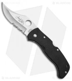 Spyderco James Keating Chinook Lockback Knife Black G-10 (3.75" Satin Serr)