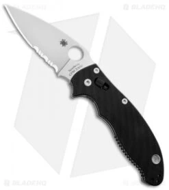 Spyderco Manix 2 Knife Black G-10 83mm (3.38" Satin Serr) C101GPS2